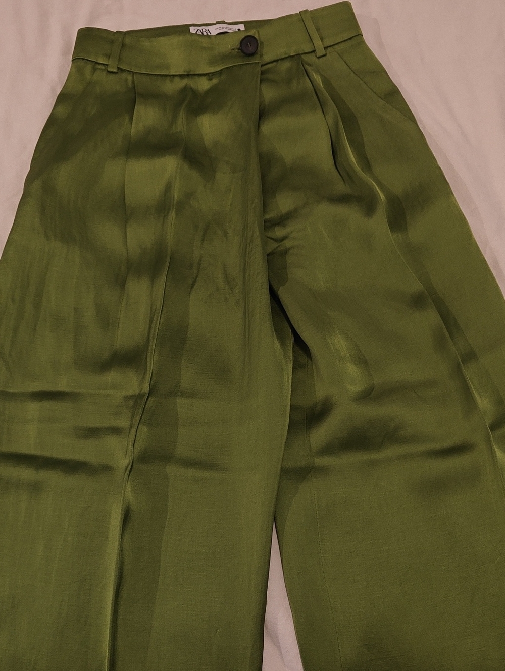 Zara Olive Green Wide-Leg Pants
